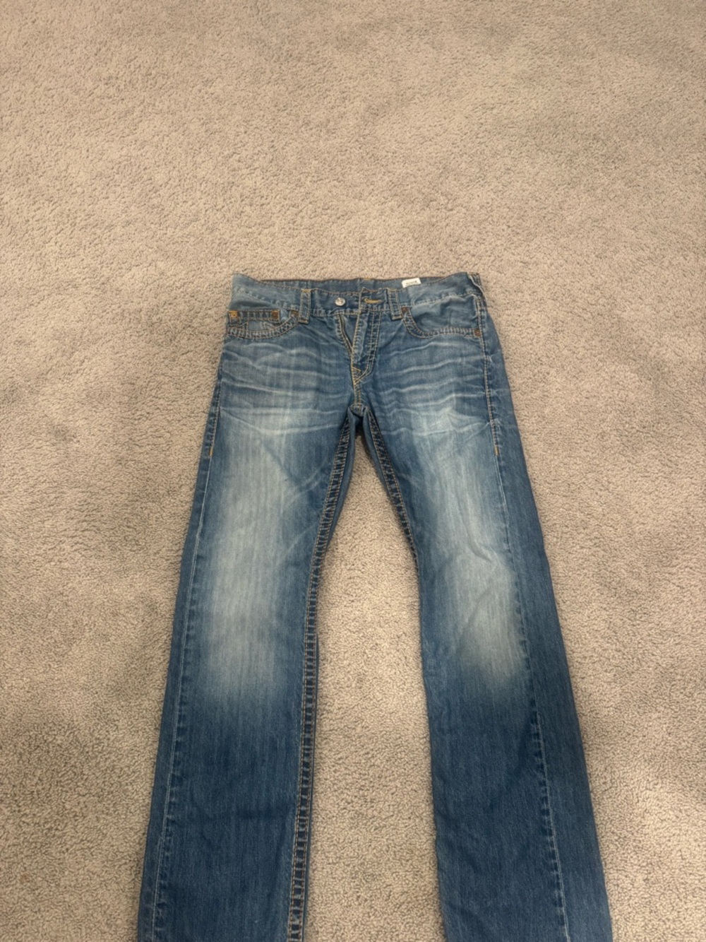 True Religion Men's Light Blue Straight Jeans